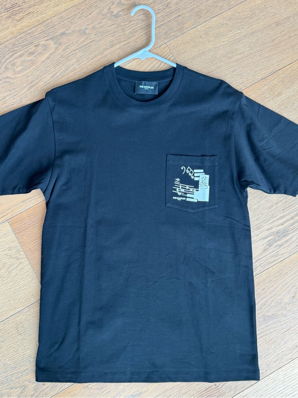 The Kooples Black Tee with Pale Graphic Pocket